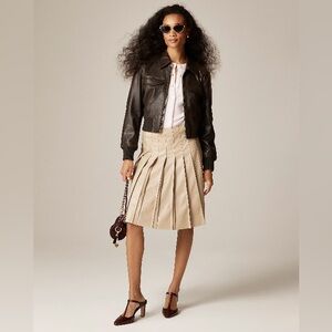 J.Crew Pleated knee-length skirt in faux leather CM771